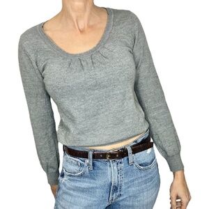 Vintage 90s Y2K wool blend minimalist grey round neck sweater L